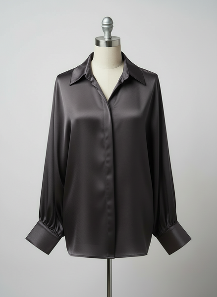Bat Sleeve Sateen Blouse