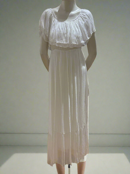 Long Drop Shoulder Silk Dress - Italian