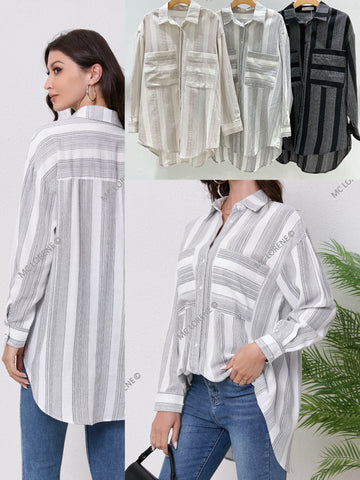 Stripe Linen Mix Blouse
