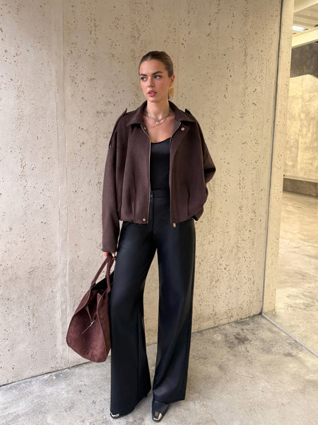 Ultra Suede Zipper Front Jacket