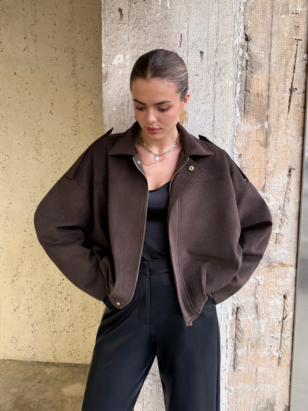 Ultra Suede Zipper Front Jacket