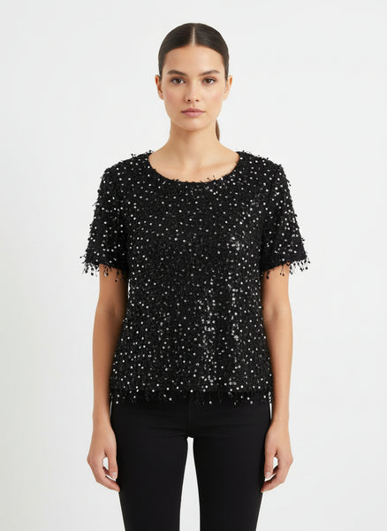 Short Sleeve Sequin Sweater