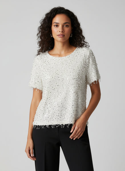Short Sleeve Sequin Sweater