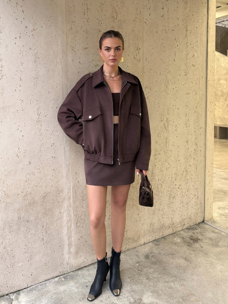 Ultra Suede Zipper Front Jacket