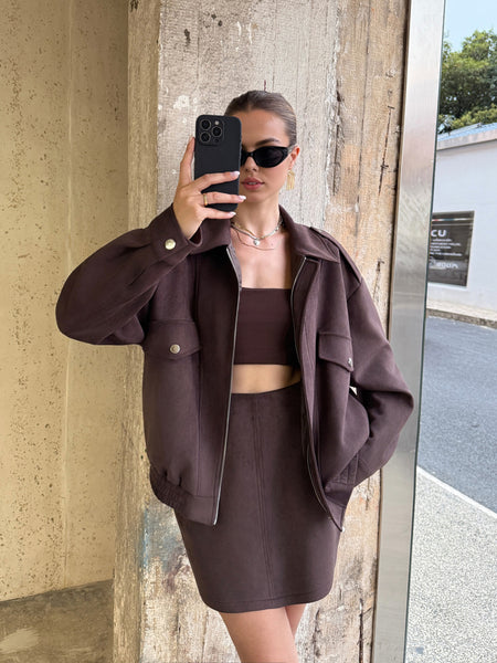 Ultra Suede Zipper Front Jacket