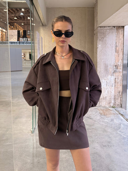 Ultra Suede Zipper Front Jacket