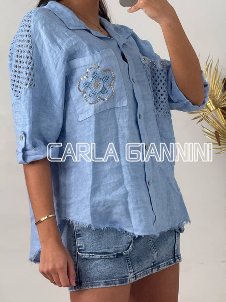 Eyelet Detail Linen Top