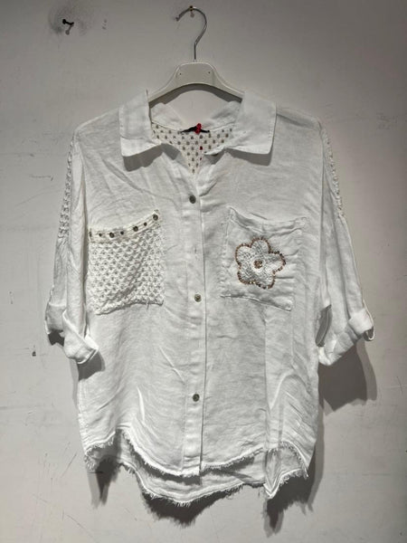 Eyelet Detail Linen Top