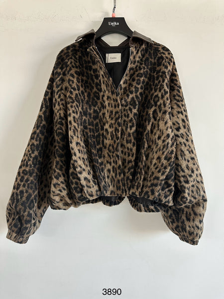 Animal Print Zipper Front Jacket