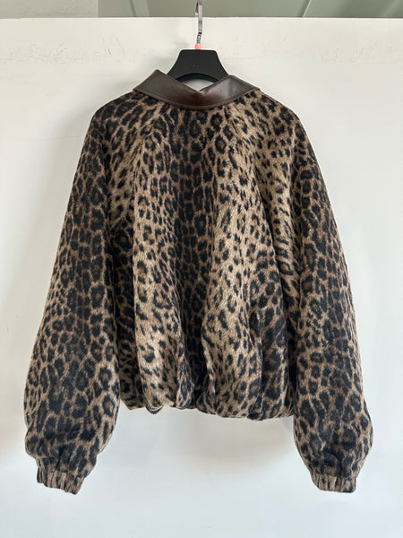 Animal Print Zipper Front Jacket