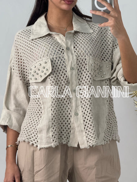 Eyelet Linen Shirt