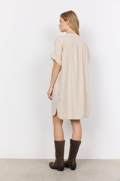 Short Sleeve Linen Mix Dress