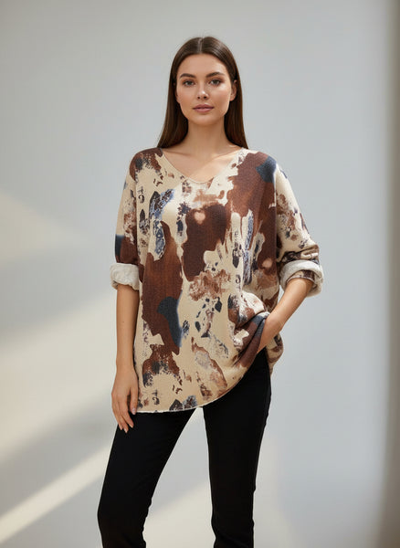 Long Sleeve Print Sweater