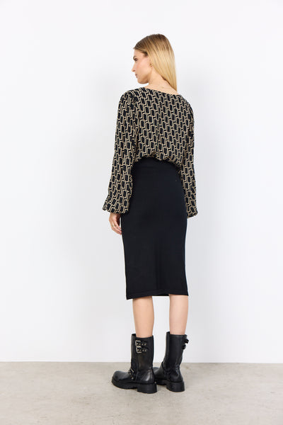 Long Sleeve Round Neck Print Top
