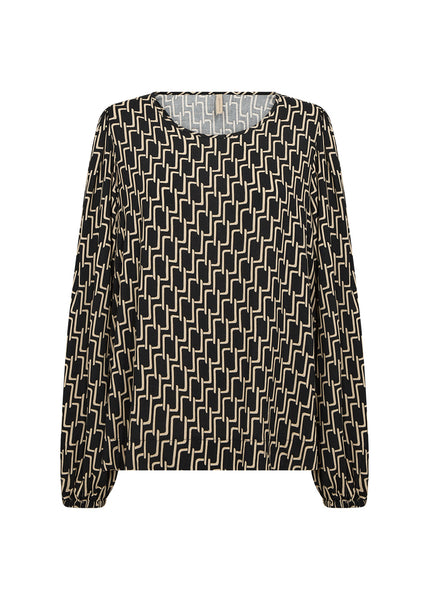 Long Sleeve Round Neck Print Top