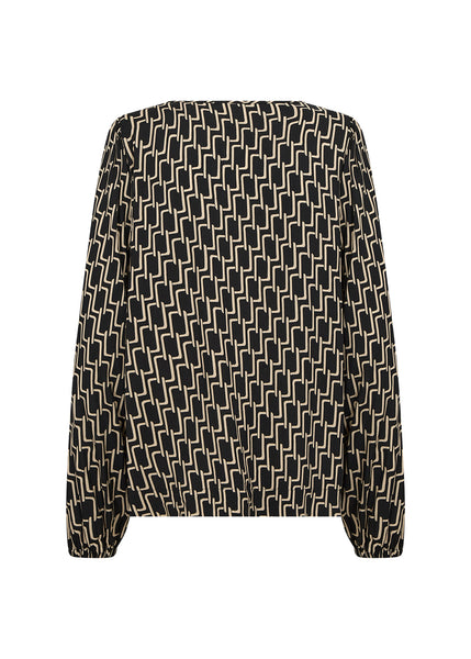 Long Sleeve Round Neck Print Top