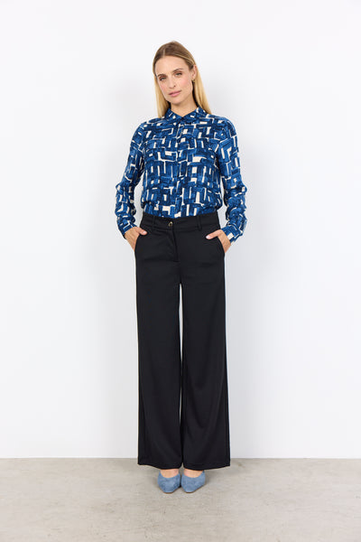 Long Sleeve Abstract Print Blouse