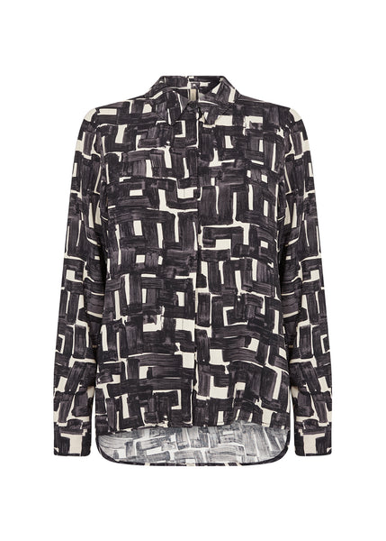 Long Sleeve Abstract Print Blouse