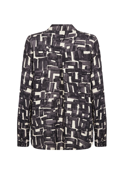 Long Sleeve Abstract Print Blouse