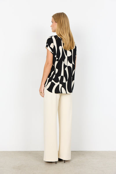 Short Sleeve Abstract Print Top