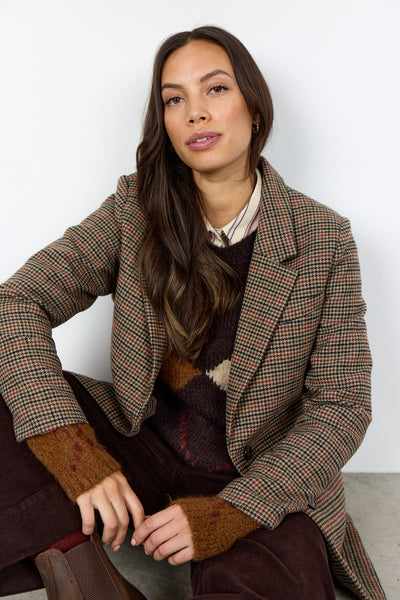 Button Front Checkered Blazer