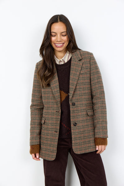 Button Front Checkered Blazer