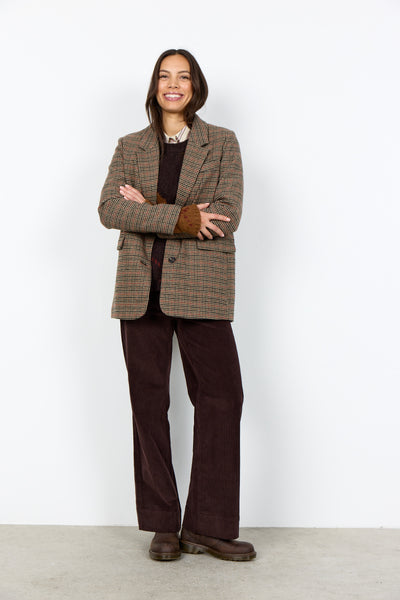 Button Front Checkered Blazer
