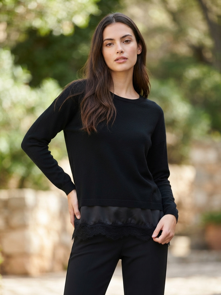 Lace Bottom Bow Back Sweater