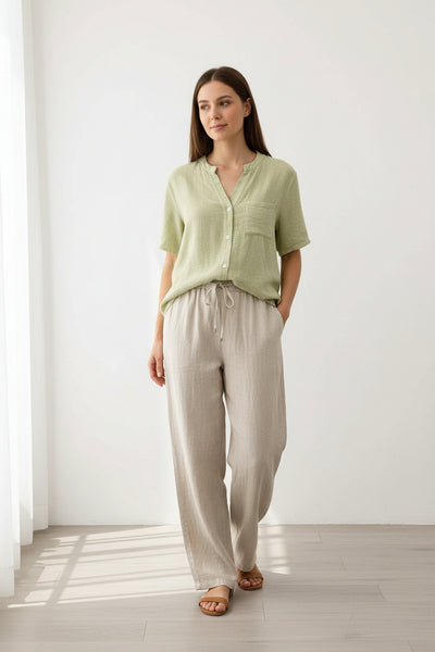 Short Sleeve Linen/Cotton Shirt