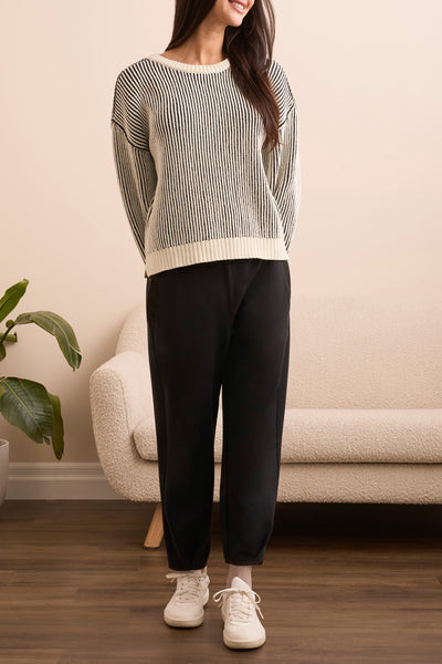 Stripe Sweater With Side Slit