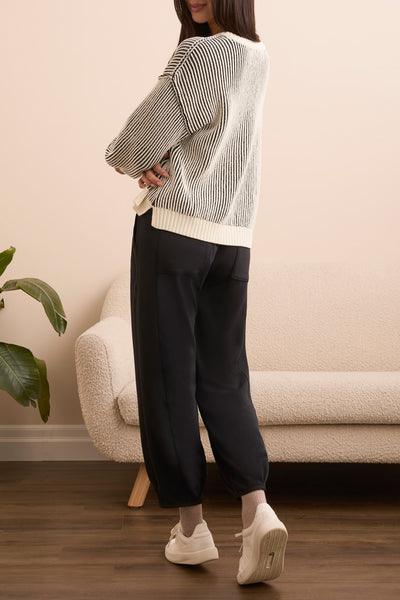 Stripe Sweater With Side Slit