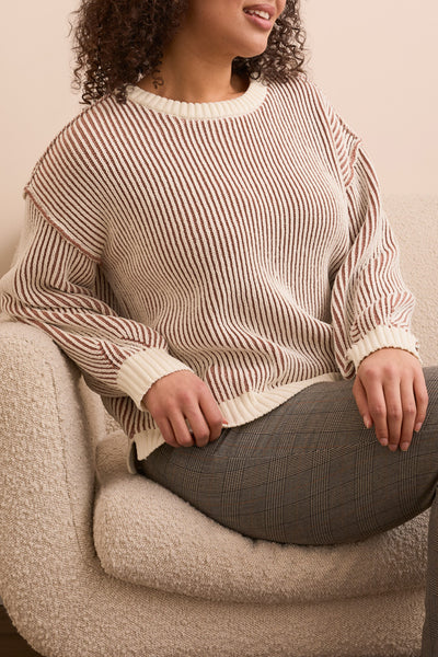 Stripe Sweater With Side Slit