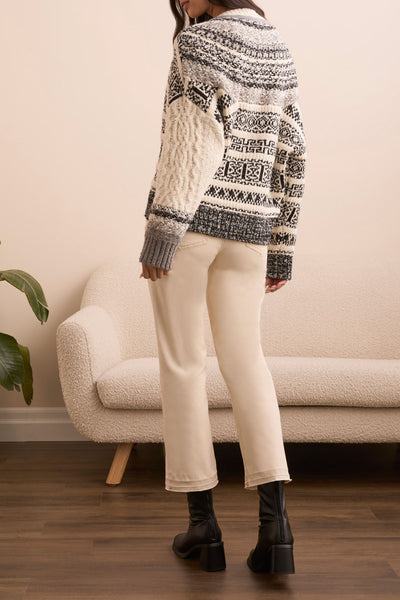 Button Front Multi Stitch Sweater Cardigan