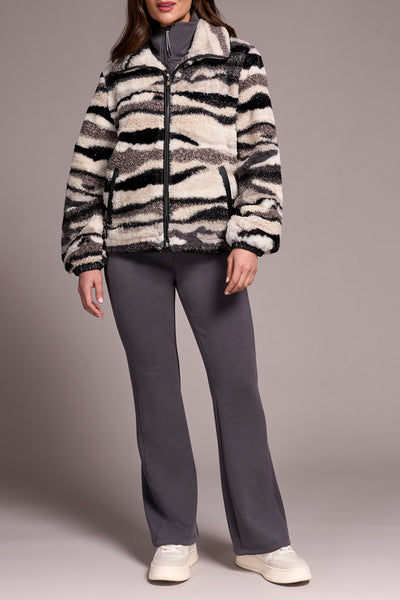 Fuzzy Camo Zip-Up Puffer Jacket