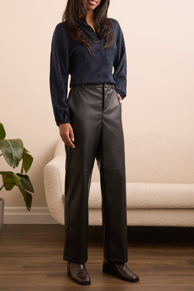 Straight Leg Pleather Trousers