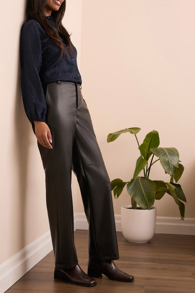 Straight Leg Pleather Trousers