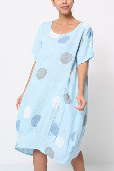 Linen Dress With Large Polka Dots