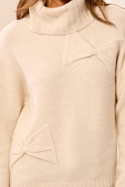 T-Neck Bow Detail Sweater