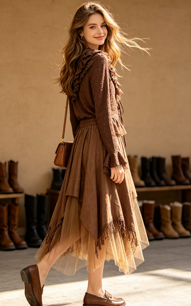 Asymmetric Layered Skirt