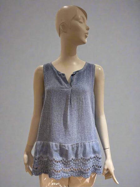 Detail Button Linen/Cotton Mix Top - Italian