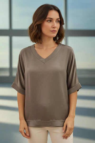 Short Sleeve Sateen Top