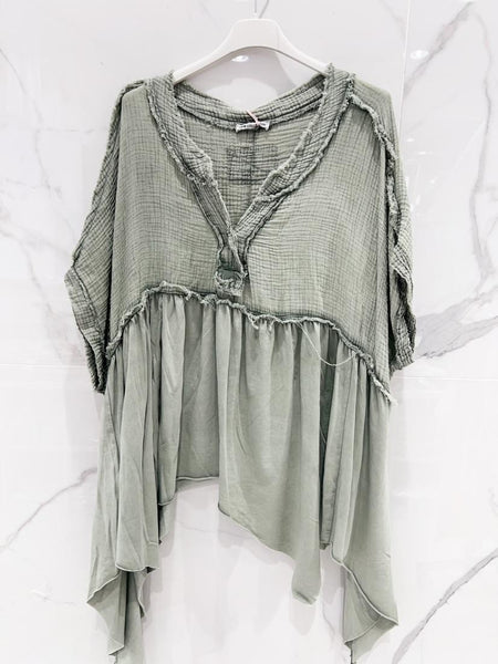 Detail Neck Cotton Tunic