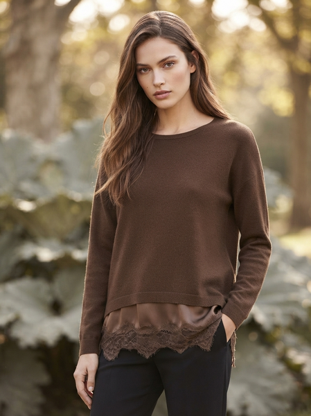 Lace Bottom Bow Back Sweater