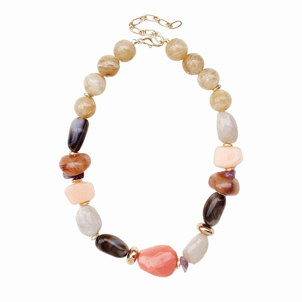Mixed Resin Stone Bead Necklace