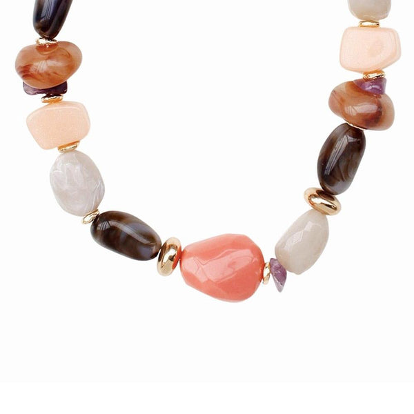 Mixed Resin Stone Bead Necklace
