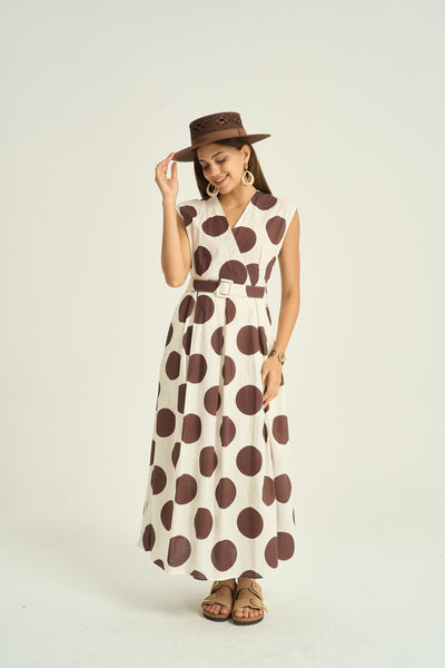Polka Dot Maxi Belted Dress