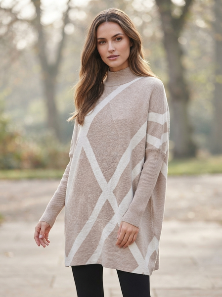 Geometric Print Sweater Tunic