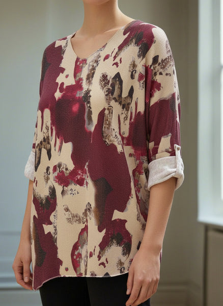 Long Sleeve Print Sweater