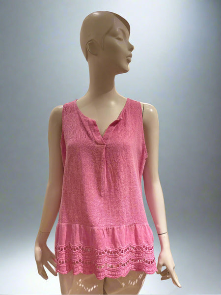 Detail Button Linen/Cotton Mix Top - Italian