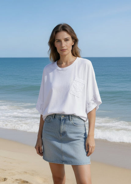 Short Sleeve Top with Pocket Detail